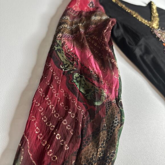 Boho Whimsigoth Sequin Beaded Medallion Top Festival Witchy Gypsy Fairycore M - Picture 7 of 16